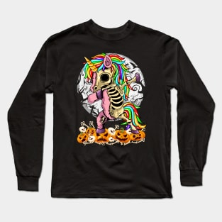 Rainbow Unicorn Zombie Skeleton Dabbing Pumpkin Halloween Long Sleeve T-Shirt